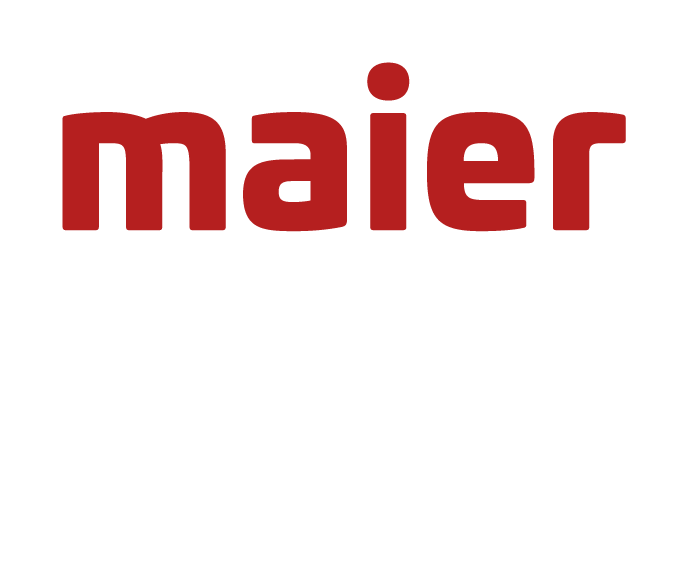 The logo of "maier" - Möbelspedition Maier e.K., below are three words "umzug logistik lagerung", which refers to the services offered.